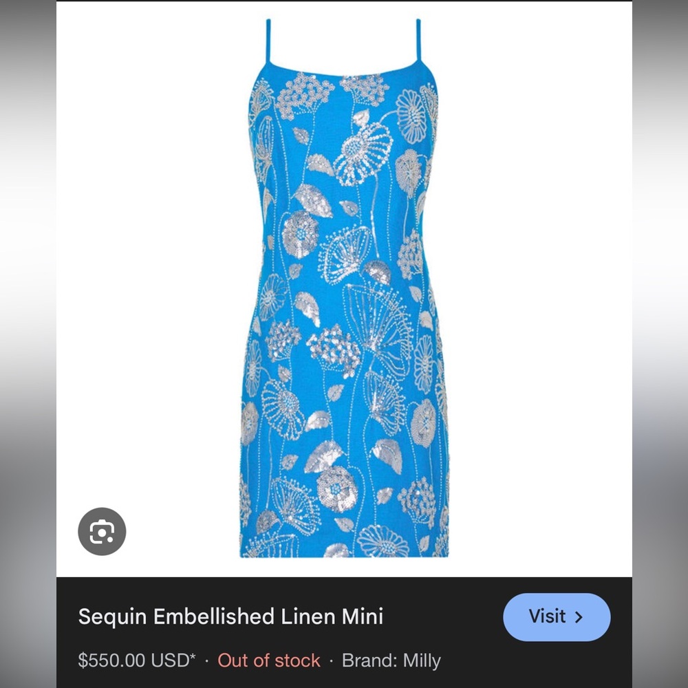 Milly Vibrant Blue Dress with Silver Sequins